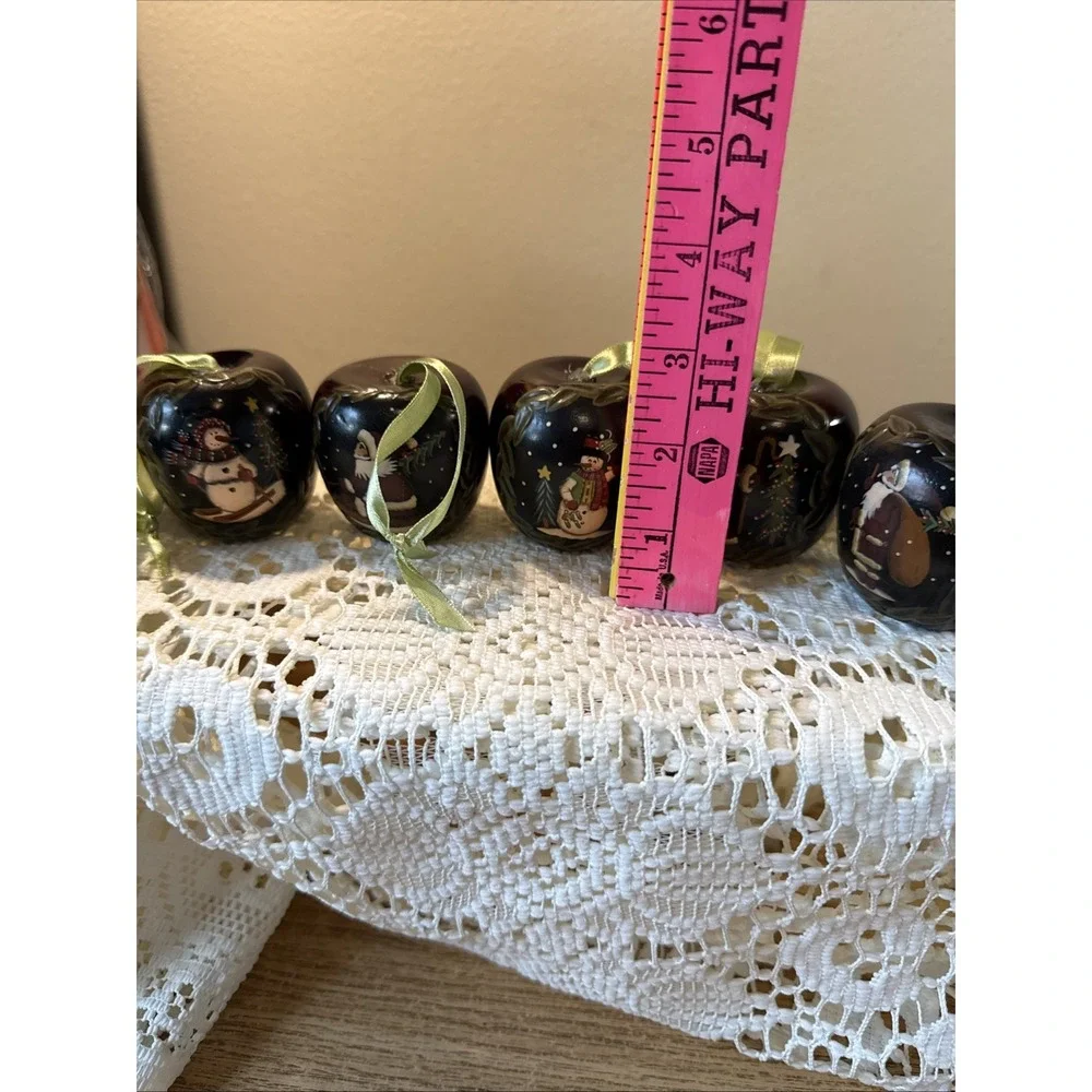 Set Of 5 Hand Painted Apple Ornaments
